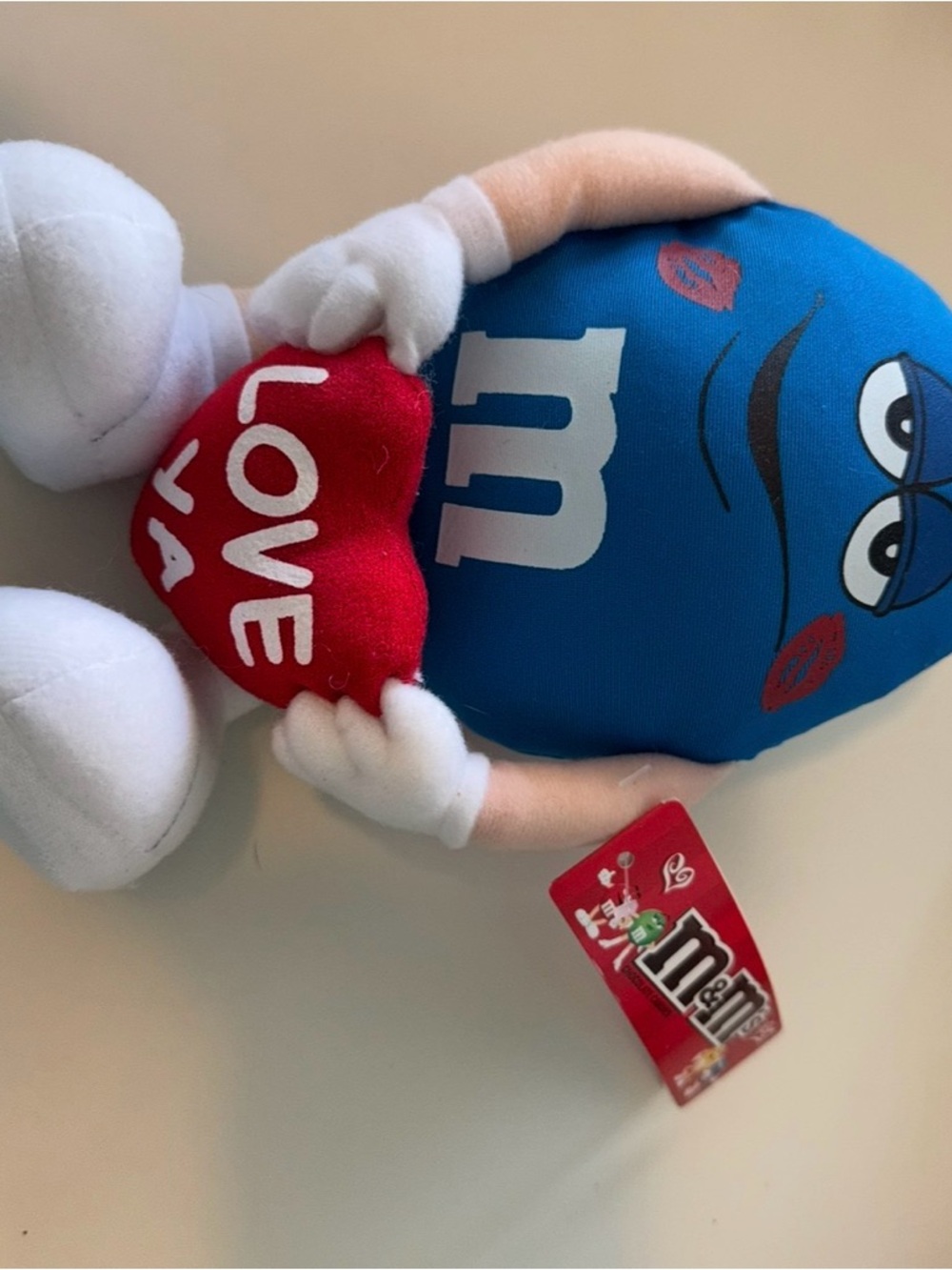M&M'S Blue Plush Character Holding Red 'Love Ya' Heart